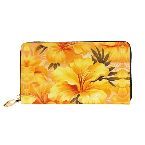 JDFHGNU Gelbes Blatt Blumenmuster Damen Geldbörse Lange Clutch Geldbörse Kreditkartenetui Geldbörse Reise Münzbörse Schwarz Einheitsgröße, Schwarz , Einheitsgröße von JDFHGNU