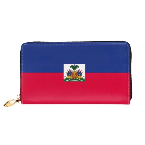 JDFHGNU Haitianische Flagge Muster Damen Geldbörse Lange Clutch Geldbörse Kreditkartenetui Geldbörse Reise Münzbörse Schwarz Einheitsgröße, Schwarz , Einheitsgröße von JDFHGNU