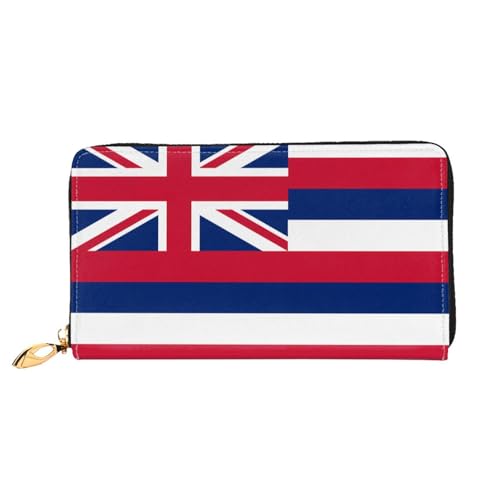 JDFHGNU Hawaii Flagge Muster Damen Geldbörse Lange Clutch Geldbörse Kreditkartenetui Geldbörse Reise Münzbörse Schwarz Einheitsgröße, Schwarz , Einheitsgröße von JDFHGNU