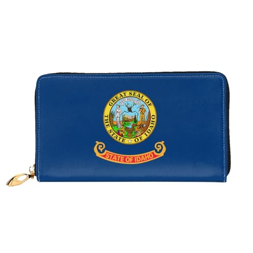 JDFHGNU Idaho Staatsflagge Muster Damen Geldbörse Lange Clutch Geldbörse Kreditkartenetui Geldbörse Reise Münzbörse Schwarz Einheitsgröße, Schwarz , Einheitsgröße von JDFHGNU