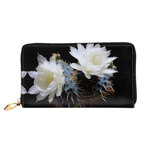 JDFHGNU Kaktus Blumenmuster Damen Geldbörse Lange Clutch Geldbörse Kreditkartenetui Geldbörse Reise Münzbörse Schwarz Einheitsgröße, Schwarz , Einheitsgröße von JDFHGNU