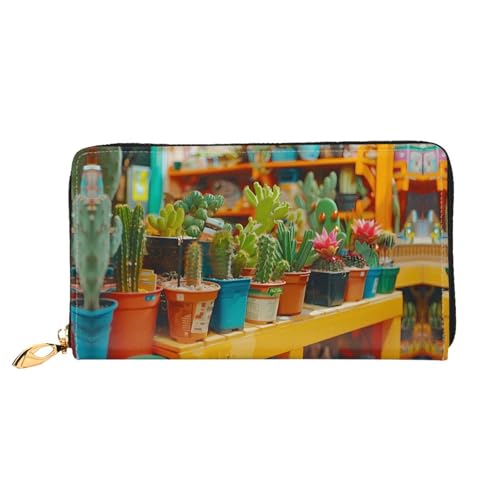 JDFHGNU Kaktus Collection Muster Damen Geldbörse Lange Clutch Geldbörse Kreditkartenetui Geldbörse Reise Münzbörse Schwarz Einheitsgröße, Schwarz , Einheitsgröße von JDFHGNU