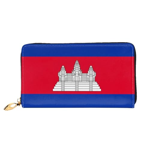 JDFHGNU Kambodscha Flagge Muster Damen Geldbörse Lange Clutch Geldbörse Kreditkartenetui Geldbörse Reise Münzbörse Schwarz Einheitsgröße, Schwarz , Einheitsgröße von JDFHGNU