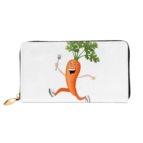 JDFHGNU Karotte mit Gabelmuster Damen Geldbörse Lange Clutch Geldbörse Kreditkartenetui Geldbörse Reise Münzbörse Schwarz Einheitsgröße, Schwarz , Einheitsgröße von JDFHGNU
