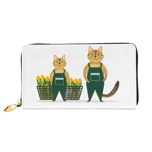 JDFHGNU Katze Blumen Liefermuster Damen Geldbörse Lange Clutch Geldbörse Kreditkartenetui Geldbörse Reise Münzbörse Schwarz One Size, Schwarz , Einheitsgröße von JDFHGNU