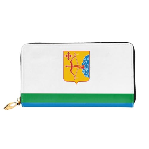 JDFHGNU Kirov Flaggenmuster Damen Geldbörse Lange Clutch Geldbörse Kreditkartenetui Geldbörse Reise Münzbörse Schwarz Einheitsgröße, Schwarz , Einheitsgröße von JDFHGNU