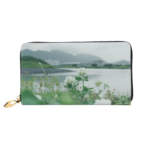 JDFHGNU Kleeblatt Blumenmuster Damen Geldbörse Lange Clutch Geldbörse Kreditkartenetui Geldbörse Reise Münzbörse Schwarz One Size, Schwarz , Einheitsgröße von JDFHGNU