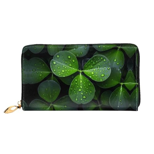 JDFHGNU Kleeblatt Muster Damen Geldbörse Lange Clutch Geldbörse Kreditkartenetui Geldbörse Reise Münzbörse Schwarz One Size, Schwarz , Einheitsgröße von JDFHGNU