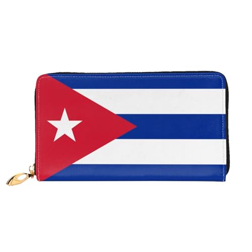 JDFHGNU Kubanische Flagge Muster Damen Geldbörse Lange Clutch Geldbörse Kreditkartenetui Geldbörse Reise Münzbörse Schwarz Einheitsgröße, Schwarz , Einheitsgröße von JDFHGNU