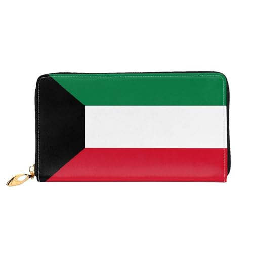 JDFHGNU Kuwaiti Flagge Muster Damen Geldbörse Lange Clutch Geldbörse Kreditkartenetui Geldbörse Reise Münzbörse Schwarz Einheitsgröße, Schwarz , Einheitsgröße von JDFHGNU