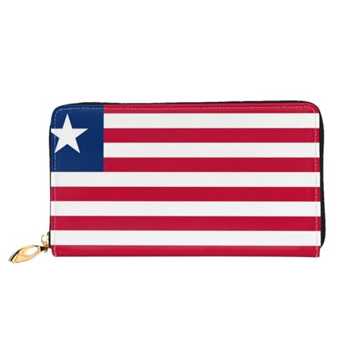 JDFHGNU Liberianische Flagge Muster Damen Geldbörse Lange Clutch Geldbörse Kreditkartenetui Geldbörse Reise Münzbörse Schwarz Einheitsgröße, Schwarz , Einheitsgröße von JDFHGNU