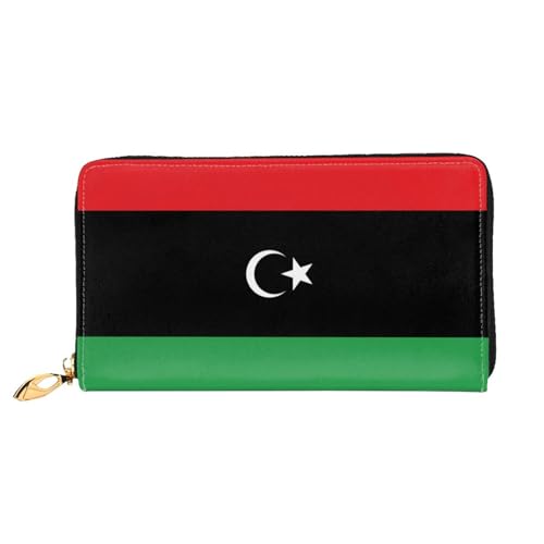 JDFHGNU Libyen Flagge Muster Damen Geldbörse Lange Clutch Geldbörse Kreditkartenetui Geldbörse Reise Münzbörse Schwarz One Size, Schwarz , Einheitsgröße von JDFHGNU