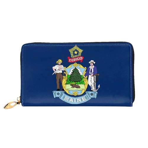 JDFHGNU Maine State Flag Pattern Damen Geldbörse Lange Clutch Geldbörse Kreditkartenetui Geldbörse Reise Münzbörse Schwarz Einheitsgröße, Schwarz , Einheitsgröße von JDFHGNU
