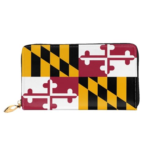 JDFHGNU Maryland Staatsflagge Muster Damen Geldbörse Lange Clutch Geldbörse Kreditkartenetui Geldbörse Reise Münzbörse Schwarz Einheitsgröße, Schwarz , Einheitsgröße von JDFHGNU