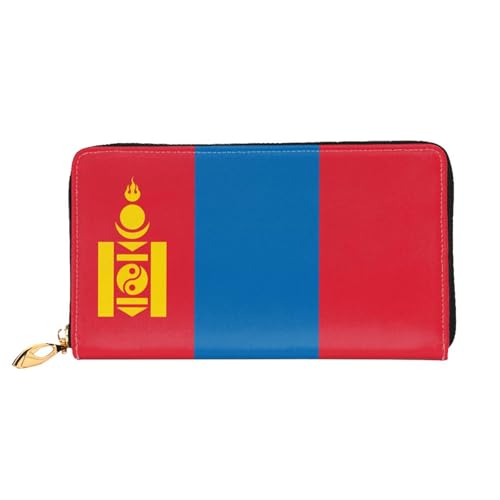 JDFHGNU Mongolische Flagge Muster Damen Geldbörse Lange Clutch Geldbörse Kreditkartenetui Geldbörse Reise Münzbörse Schwarz Einheitsgröße, Schwarz , Einheitsgröße von JDFHGNU