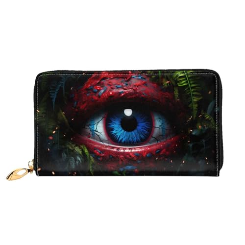 JDFHGNU Mysterious Blue Eyes Pattern Damen Geldbörse Lange Clutch Geldbörse Kreditkartenetui Geldbörse Reise Münzbörse Schwarz Einheitsgröße, Schwarz , Einheitsgröße von JDFHGNU