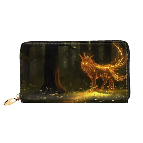 JDFHGNU Mysterious Neunschwanz Fuchs Muster Damen Geldbörse Lange Clutch Geldbörse Kreditkartenetui Geldbörse Reise Münzbörse Schwarz One Size, Schwarz , Einheitsgröße von JDFHGNU