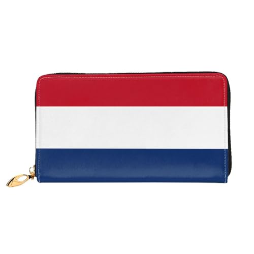 JDFHGNU Niederländische Flagge Muster Damen Geldbörse Lange Clutch Geldbörse Kreditkartenetui Geldbörse Reise Münzbörse Schwarz Einheitsgröße, Schwarz , Einheitsgröße von JDFHGNU