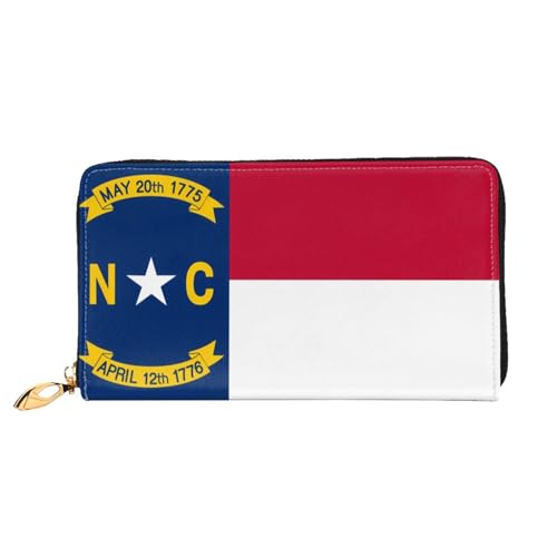 JDFHGNU North Dakota Flaggenmuster Damen Geldbörse Lange Clutch Geldbörse Kreditkartenetui Geldbörse Reise Münzbörse Schwarz Einheitsgröße, Schwarz , Einheitsgröße von JDFHGNU