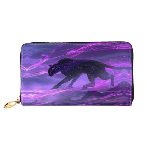 JDFHGNU Schwarz Leopard Muster Damen Geldbörse Lange Clutch Geldbörse Kreditkartenetui Geldbörse Reise Münzbörse Schwarz Einheitsgröße, Schwarz , Einheitsgröße von JDFHGNU