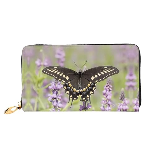 JDFHGNU Schwarz Schmetterling Muster Damen Geldbörse Lange Clutch Geldbörse Kreditkartenetui Geldbörse Reise Münzbörse Schwarz Einheitsgröße, Schwarz , Einheitsgröße von JDFHGNU