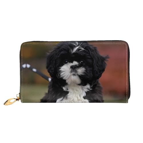 JDFHGNU Schwarz und Weiß Hund Muster Damen Geldbörse Lange Clutch Geldbörse Kreditkartenetui Geldbörse Reise Münzbörse Schwarz Einheitsgröße, Schwarz , Einheitsgröße von JDFHGNU
