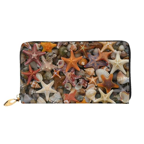 JDFHGNU Strandmuscheln Muster Damen Geldbörse Lange Clutch Geldbörse Kreditkartenetui Geldbörse Reise Münzbörse Schwarz Einheitsgröße, Schwarz , Einheitsgröße von JDFHGNU