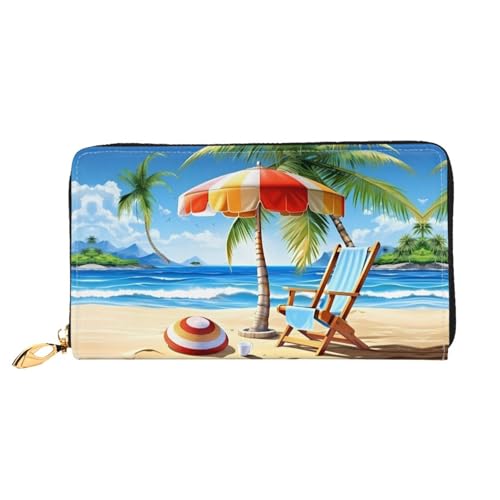 JDFHGNU Strandschirm Liege Muster Damen Geldbörse Lange Clutch Geldbörse Kreditkartenhalter Geldbörse Reise Münzbörse Schwarz Einheitsgröße, Schwarz , Einheitsgröße von JDFHGNU