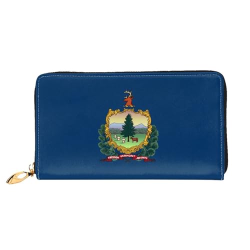 JDFHGNU Vermont Staatsflagge Muster Damen Geldbörse Lange Clutch Geldbörse Kreditkartenetui Geldbörse Reise Münzbörse Schwarz Einheitsgröße, Schwarz , Einheitsgröße von JDFHGNU