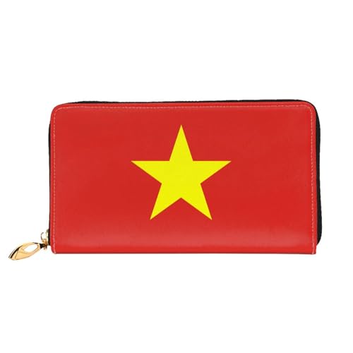 JDFHGNU Vietnamesische Flagge Muster Damen Geldbörse Lange Clutch Geldbörse Kreditkartenetui Geldbörse Reise Münzbörse Schwarz Einheitsgröße, Schwarz , Einheitsgröße von JDFHGNU