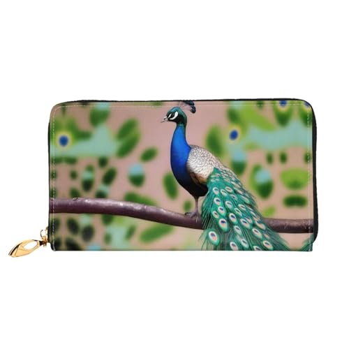 JDFHGNU Vögel Pfau Muster Damen Geldbörse Lange Clutch Geldbörse Kreditkartenetui Geldbörse Reise Münzbörse Schwarz Einheitsgröße, Schwarz , Einheitsgröße von JDFHGNU