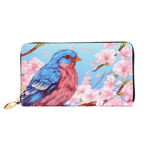 JDFHGNU Vogel auf Blumenmuster Damen Geldbörse Lange Clutch Geldbörse Kreditkartenetui Geldbörse Reise Münzbörse Schwarz Einheitsgröße, Schwarz , Einheitsgröße von JDFHGNU