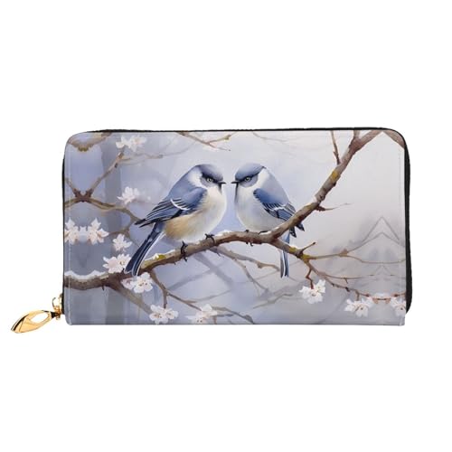 JDFHGNU Vogel gegenüberliegend Muster Damen Geldbörse Lange Clutch Geldbörse Kreditkartenhalter Geldbörse Reise Münzbörse Schwarz Einheitsgröße, Schwarz , Einheitsgröße von JDFHGNU