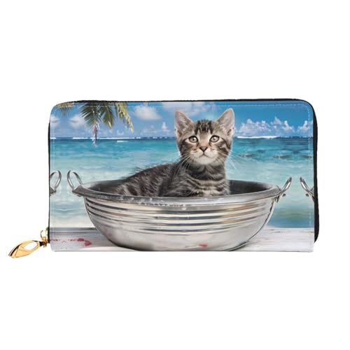 Katze im Becken Muster Damen Geldbörse Lange Clutch Geldbörse Kreditkartenetui Geldbörse Reise Münzbörse Schwarz Einheitsgröße, Schwarz , Einheitsgröße von JDFHGNU