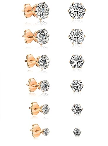 6Pairs Damen Männer Ohrringe Roségold,Ohrstecker Roségold,Edelstahl Ohrringe set,Medizinische Ohrstecker,Helix Piercings Chirurgenstahl Ohrringe Damen,Klein Titan Ohrringe Damen Geschenk für Frauen 6Pairs Damen Männer Ohrringe Roségold,Ohrstecker Roségold,Edelstahl Ohrringe set,Medizinische Ohrstecker,Helix Piercings Chirurgenstahl Ohrringe Damen,Klein Titan Ohrringe Damen Geschenk für Frauen von JDGEMSTONE