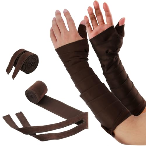 1 Paar Braune Handgelenkschützer aus Wildlederimitat,Mittelalterliche Handschützer Renaissance Kunstleder Armschützer LARP Halloween Cosplay Kostüm Zubehör Renaissance Armschienen (Braun, Regular) von JDGFH