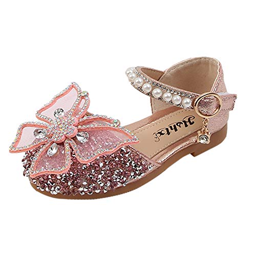 JDGY Kinder Schuhe Mädchen Kinderschuhe Prinzessin Schuhe Sommer Sandalen Bowknot Rutschfest Ballettschuhe Pailletten Kleinkind Schuhe Weicher Boden Tanzschuhe, Z01rosa, 22 EU von JDGY