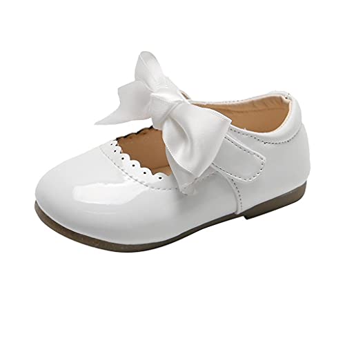 JDGY Leder Kinderschuhe 20 Mädchen Prinzessin Schuhe Kinder Kleinkind Schuhe Junge Kinder Schuhe Mit Bow-knot Tanzschuhe Weicher Boden Lauflernschuhe Babyschuhe, Weiß, 15 EU von JDGY