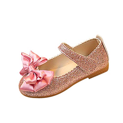 JDGY Leder Kinderschuhe Mädchen Prinzessin Schuhe Kinder Kleinkind Junge Mit Bow-knot Tanzschuhe Weicher Boden Lauflernschuhe Babyschuhe, Z02rosa, 22 EU von JDGY