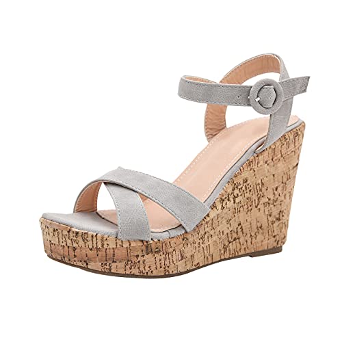 JDGY Sandalen FüR Den Sommer,Plateausandalen Mit Keilabsatz Atmungsaktive, Rutschfeste Sandalen Mit Offenem Zehenbereich Elegante Und Vielseitig Verstellbare Damensandalen Und High Heels von JDGY