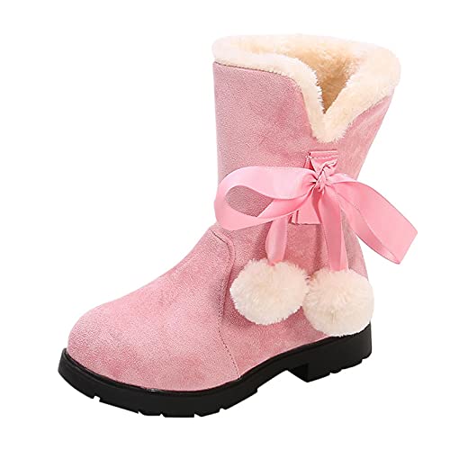 JDGY Schneestiefel Mädchen Winterstiefel kinderschuhe Plus Samt Prinzessin Schuhe Winter Warme Gefüttert Kurze Stiefel Bow-knot Baumwollschuhe Rutschfest Winterschuhe von JDGY