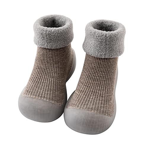 JDGY Stricken Baby Schuhe 6-12monate Mädchen Kleinkind Schuhe Jungen Lauflernschuhe Baby Bodensocken Weicher Boden Sockenschuhe Rutschfest Kinder Schuhe Krabbelschuhe, Grau, 20 EU von JDGY