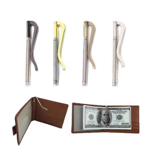 JDIEOQA 4 Stück Metall-Bifold-Geldscheinklammer, Bar Wallet ersetzen Teile Federklemme Bargeldhalter von JDIEOQA