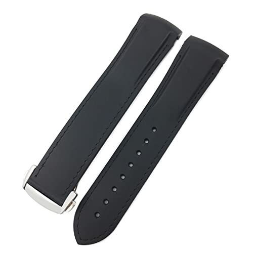 JDIME 19 mm 20 mm Gummi-Uhrenarmband 21 mm 22 mm für IWC PILOT Mark 18 Spitfire Chronograph IW3270 IW3777 IW5010 Uhrenarmband mit gebogenem Ende(Black Black,22mm) von JDIME