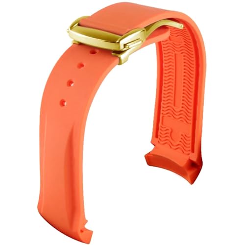 JDIME 20 mm 22 mm Gummi-Uhrenarmband mit gebogenem Ende für Omega Seamaster-Uhrenarmbänder mit Faltschließe, luxuriöse Armbänder, Silikon-Uhrenarmbänder(3,22mm) von JDIME