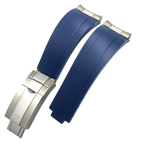JDIME 20 mm Gummi-Armband mit kurzer Schnalle, passend für Rolex Daytona Submariner Role OYSTERFLEX Yacht Master, kleines Handgelenk-Silikonarmband(Blue,Rosegold Buckle Link) von JDIME