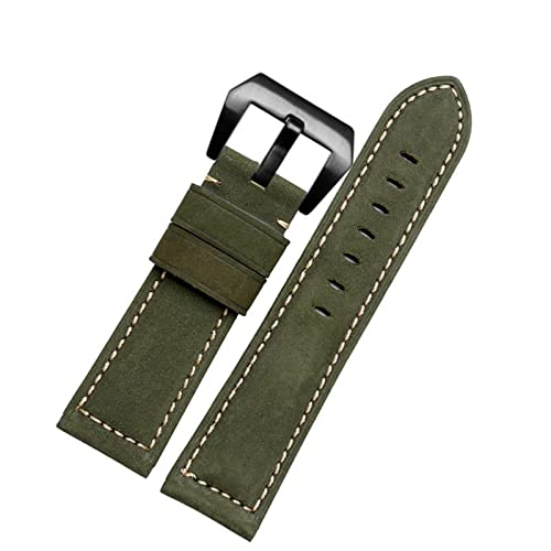 JDIME 20mm 22 mm 24 mm 26 mm echter Leder Retro Man Uhrenband für Panerai PAM111 441 Kaufmanns -Wachband -Handgelenksgurt(Army Green black,20mm) von JDIME