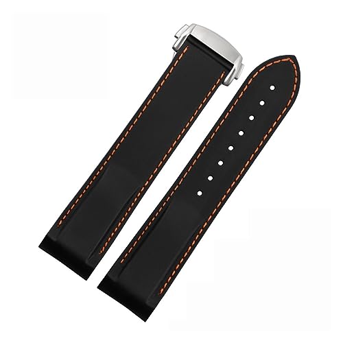 JDIME 20mm 22mm Gummi Silikon Uhrenarmbänder Für Omega Seamaster 300 speedmaster Strap Seiko Armband herren uhr Zubehör(Black orange silver,22mm) von JDIME