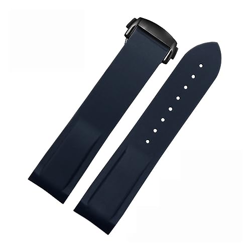 JDIME 20mm 22mm Gummi Silikon Uhrenarmbänder Für Omega Seamaster 300 speedmaster Strap Seiko Armband herren uhr Zubehör(Blue black buckle,22mm) von JDIME