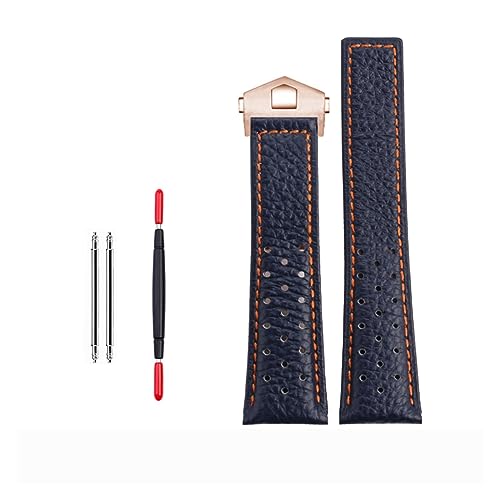 JDIME 22 mm echtes Kalbsleder-Armband für TAG für HEUER-Armband MONACO CARRERA Hochwertiges Lederarmband(Black line gold) von JDIME